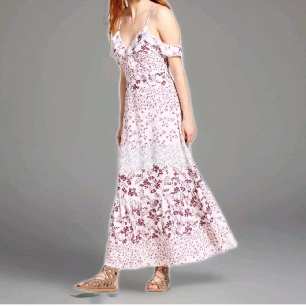 Xhilaration Y2K Babydoll Maxi Dress Woman XXL Floral Tiered Boho Fairy Feminine